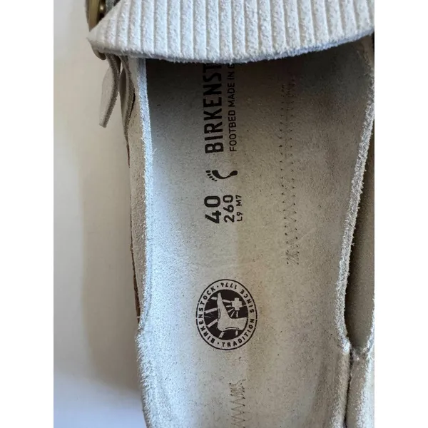 Birkenstock Buckley Suede Ribbed Leather Support Clog Sand Cream Size 9 (40) NEW - Image 6