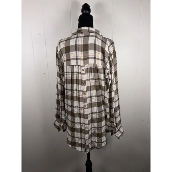 Anthropologie Tunic Top Shirt Medium Isadora‎ Popover Stretch Checkered Gauze - Image 2