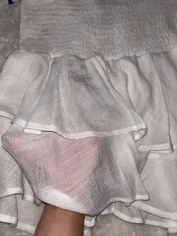 SheIn NWOT Smocked High-Rise Flounce Mini White Skirt - Image 3