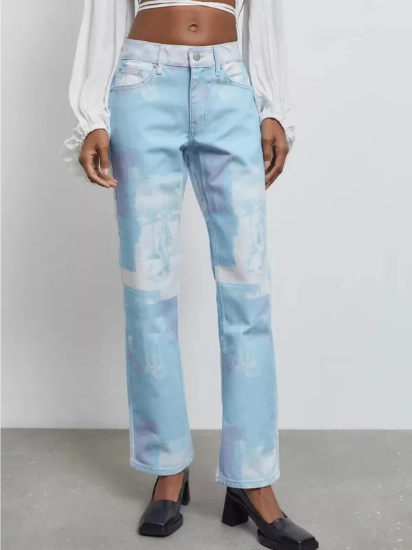 BDG Urban Outfitters Cowgirl Jeans Size 24 Renaissance Print Low Rise Whimsigoth - Image 13