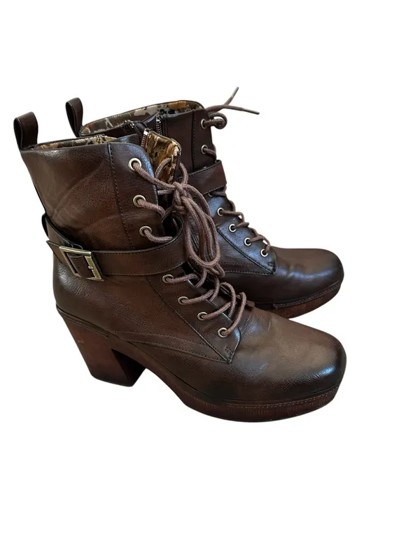 Korks Lace-up Ankle Boots Chunky Heel Platform Goth Grunge Steampunk Gorpcore - Image 2