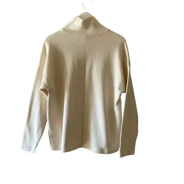 F. H. Clothing Off White Cotton Mock Neck Boxy Pullover Womens Sweater SZ L - Image 7