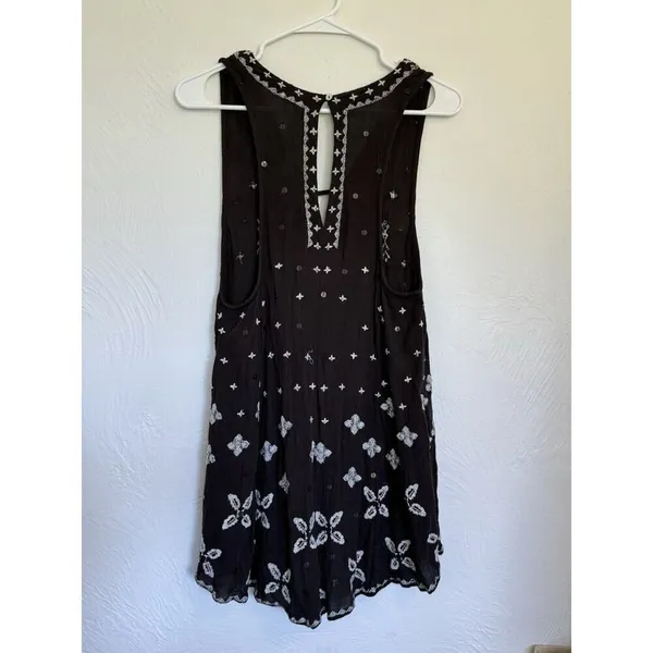 Intimately Free People Black Tank Flowy Cut Out V Neck‎ Sequin Romper X Small - Image 7