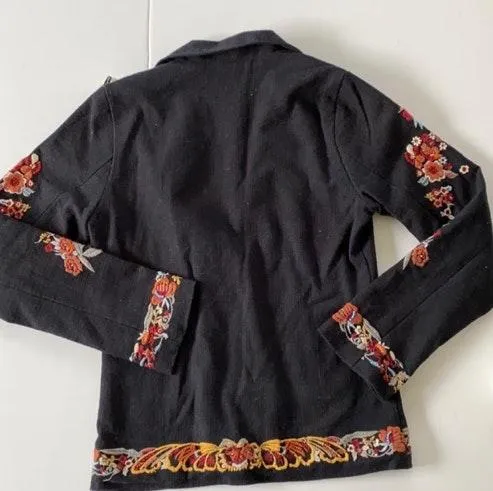 Anthropologie Embroidered Black Blazer Jacket Ellen Maeve - Image 3