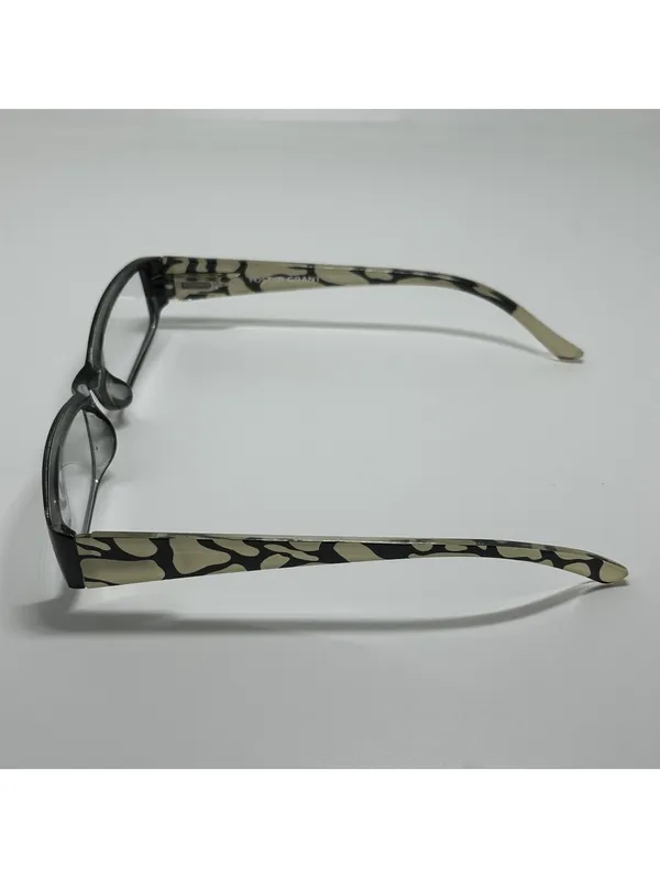 Foster Grant Black and Beige Patterned Prescription Glasses Frames with Case - Image 4