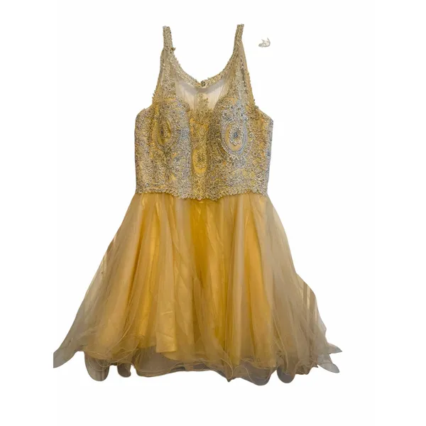 Let's Gold Jeweled Tulle Homecoming Dress - Size 3XL - Image 4