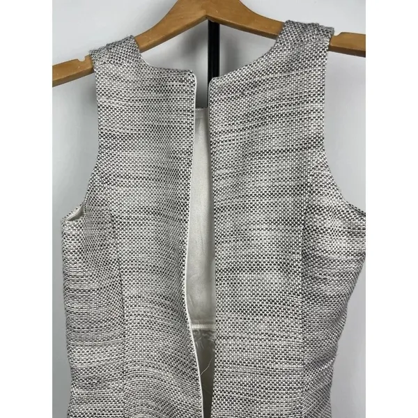 Aqua Gray White Tweed Sleeveless Fringe Hem‎ Fit & Flare Dress Size S - Image 7