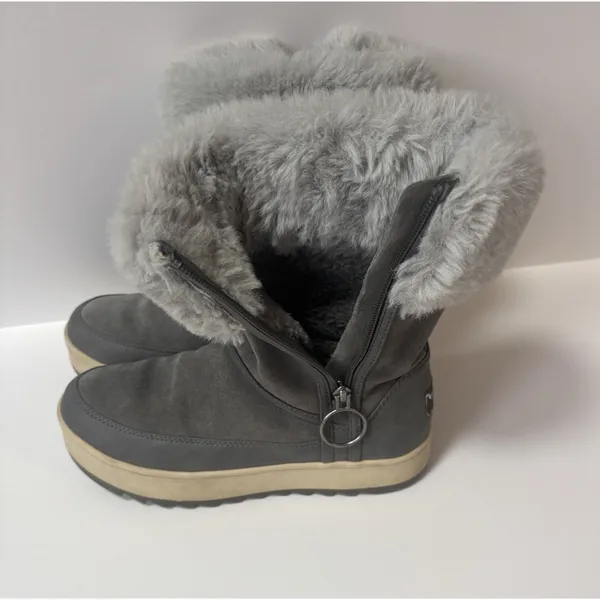 Koolaburra by UGG Womens Grey Suede Faux Fur Zip Winter Boots 1105889‎ Size 6 - Image 5