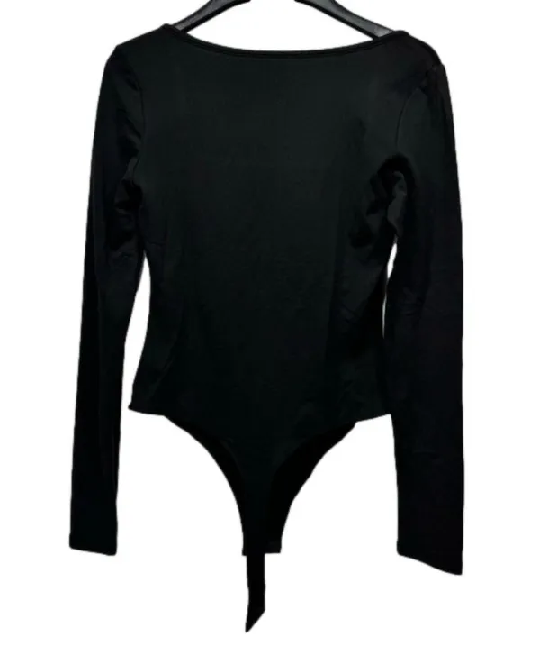NEW Black Long Sleeve Square Neck Thong Bodysuit Size Medium - Image 6