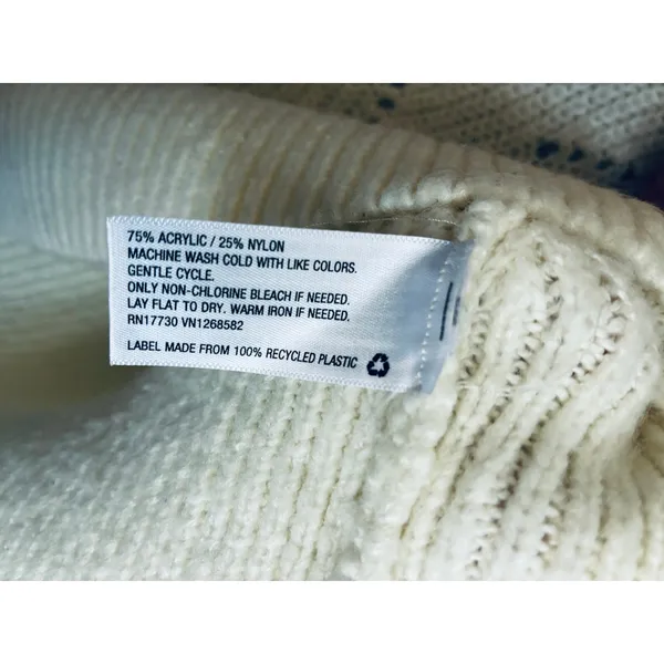 Women’s Small Ivory Pointelle Knit Sweater Crew Neck Long Sleeve Cozy A New Day - Image 3