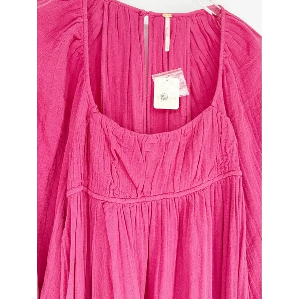 NWT Free People Clea Tie Back Mini‎ Dress Women's S Pink Boho Chic - Image 6