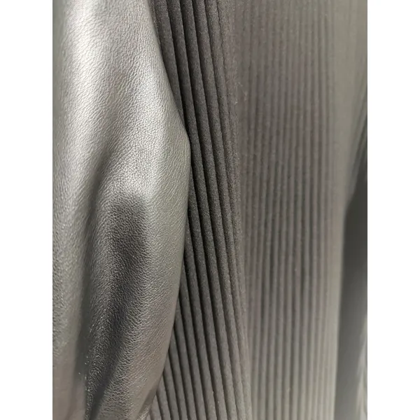 Marc New York Andrew Marc Black Ribbed Mock Neck Faux‎ Leather Puff Sleeve Top L - Image 10