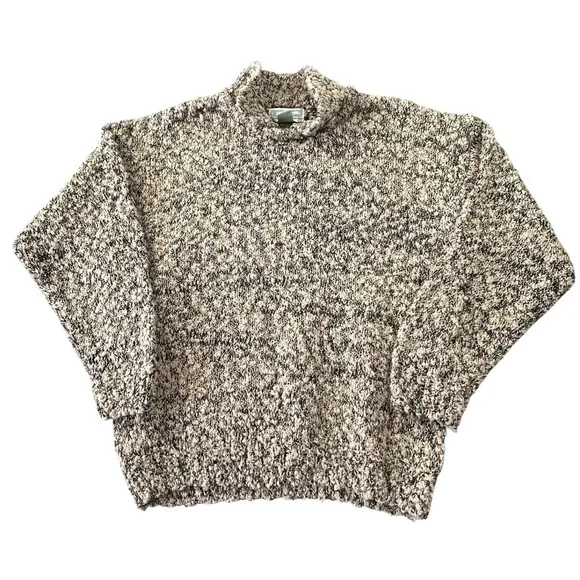 Vintage Shenanigans Marled Knit Popcorn Sweater Mock Neck Tan Black‎ Indie Boho - Image 2
