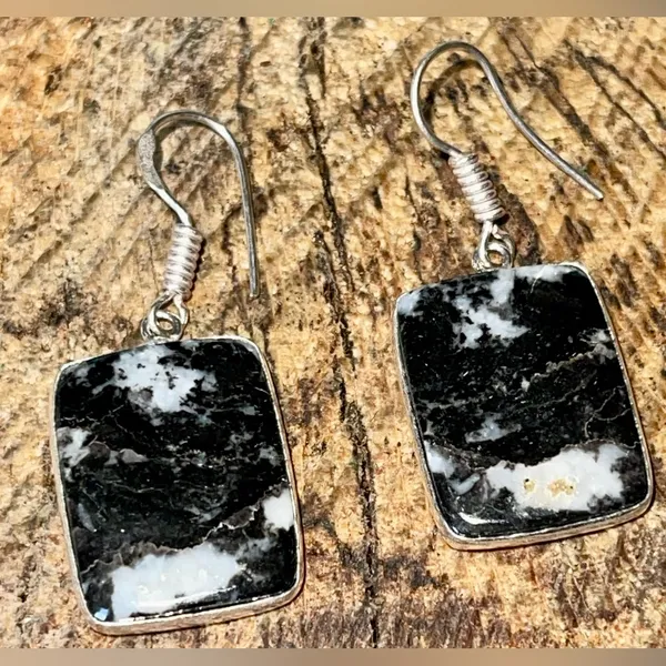 White Bufalo Turquoise Earrings 1 1/2” Black - Image 8