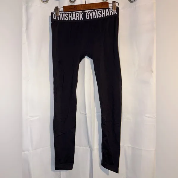 Gymshark Fit Leggings Black Women Size Small Athletic Wear Logo Waist Band - Image 3