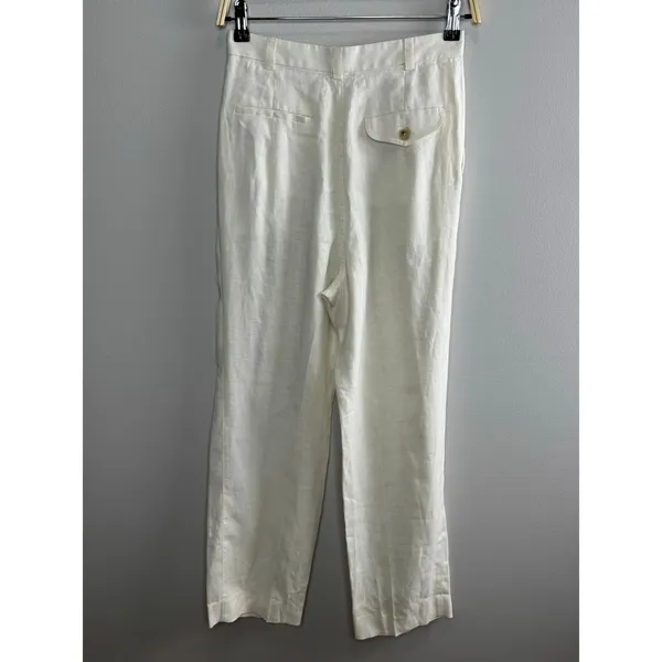 Mara Hoffman Eldora Trouser Size‎ 4 White High Rise Wide Leg Tailored 100% Hemp - Image 8