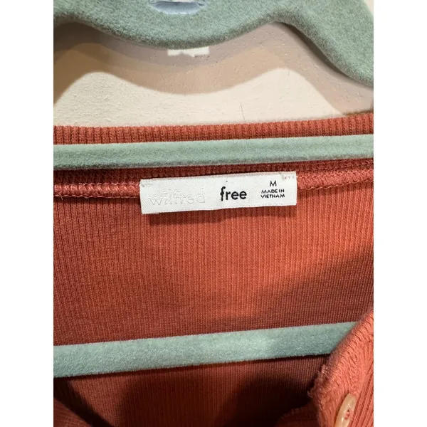 Wilfred Free Mavis Henley‎ Ribbed Cropped Long Sleeve Top Sz M Terracotta - Image 5