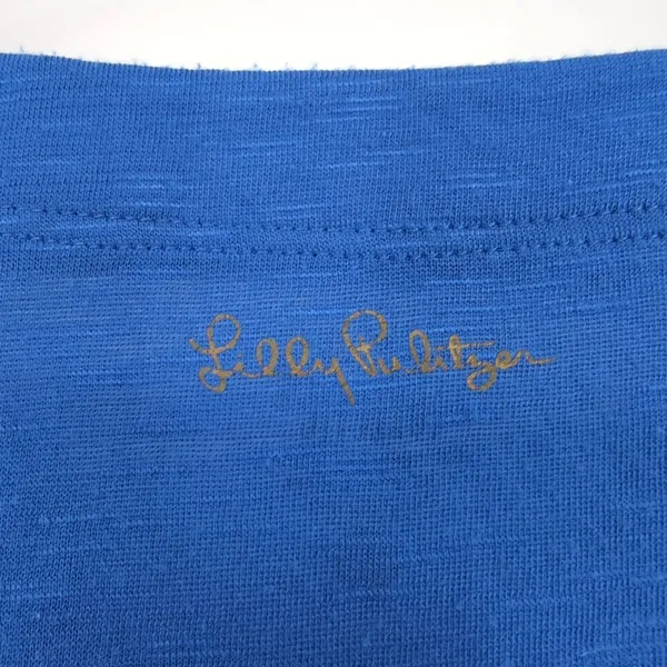 Lilly Pulitzer Luxletic Brodie Blue V-Neck T- Shirt Top Split Back Tee - Size XS - Image 4