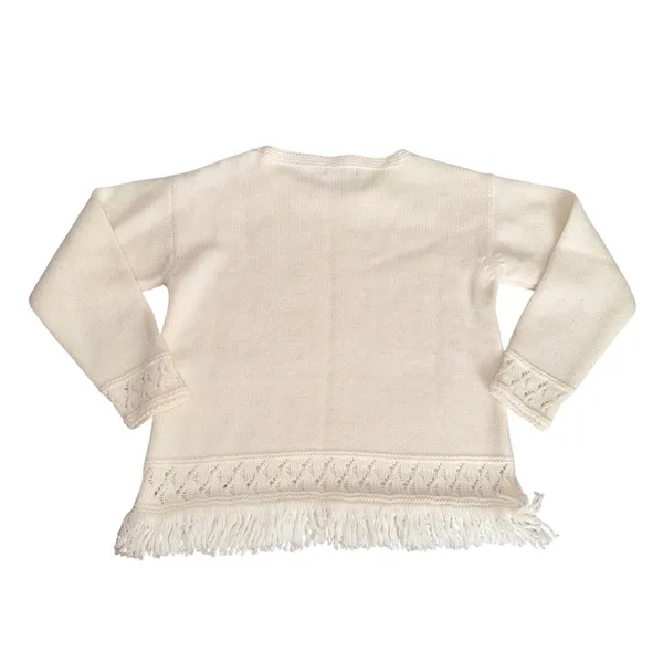 Elsamanda‎ Fringe Knit Sweater Women Large White NEW Made in Italy Alpaca Wool - Image 6