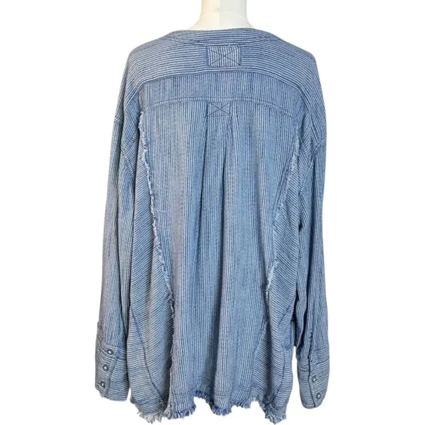Free People Bohemian By The Shore Tunic Shirt Indigo Stripe Medium Coastal - Image 10