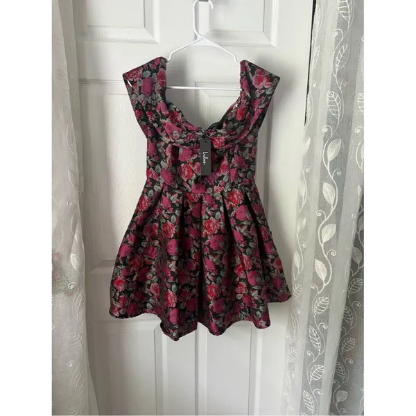 New Lulus Beyond Darling Floral Jacquard Off-The-Shoulder Mini Dress size S NWT - Image 11