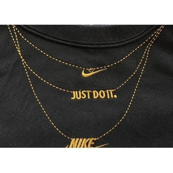 Nike Glam Dunk Gold Chain Crewneck Sweatshirt Black Gold Graphic Small - Image 3