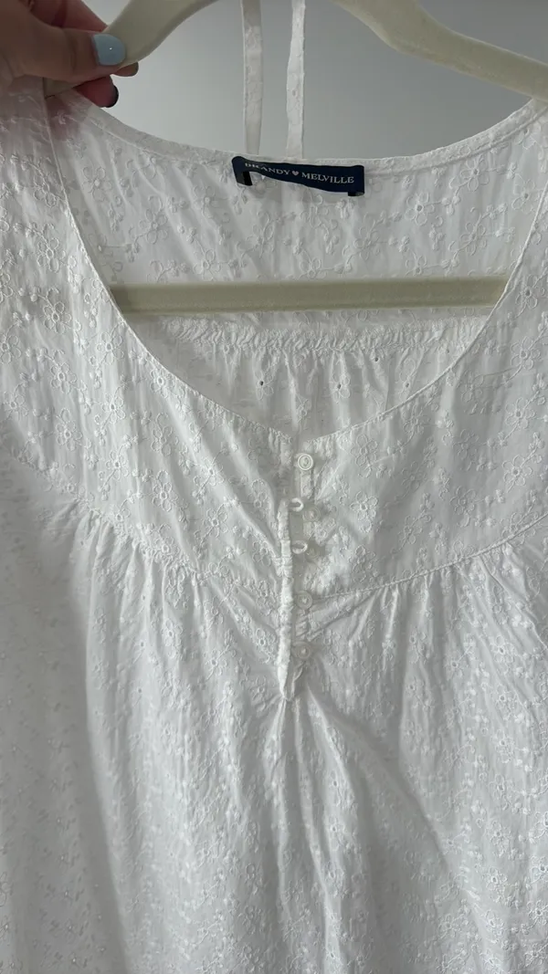 Brandy Melville White Embriodered Flower Dress - Image 5