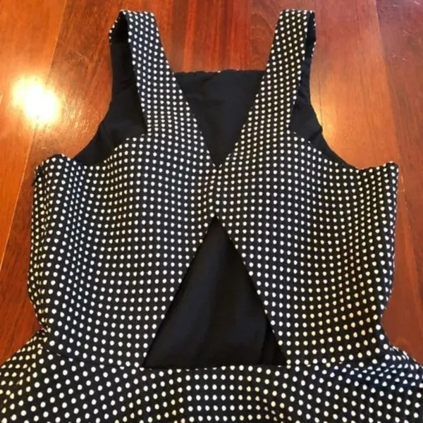 Club Monaco Marci Mini Dress Aviator Navy White Dots - Image 5