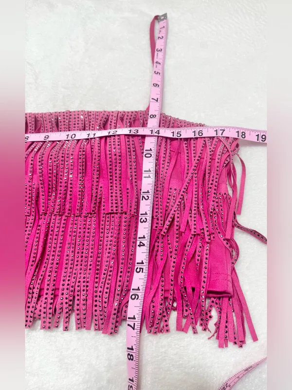 Nylon Apparel Pink Fringe Crop Top Size Medium - Image 8