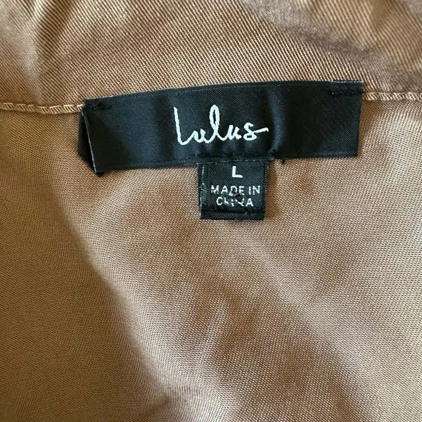 L Lulus Eldora Brown Cropped Utility Jacket Full Zip Top Safari Women's - Image 5