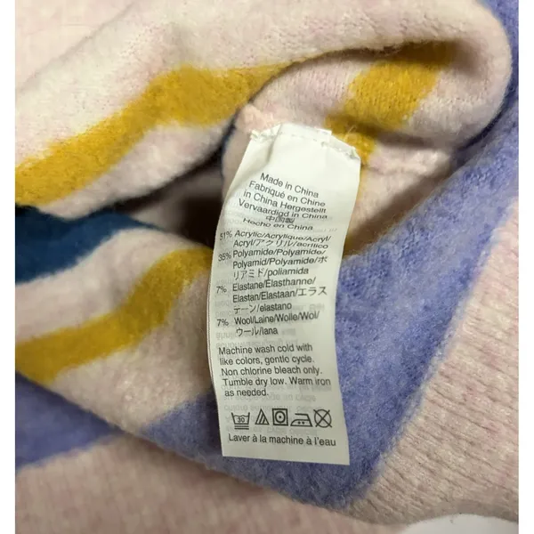 J.Crew Womens Large Multi-Color Striped Crewneck Knit Sweater Pink Blue Yellow L - Image 8