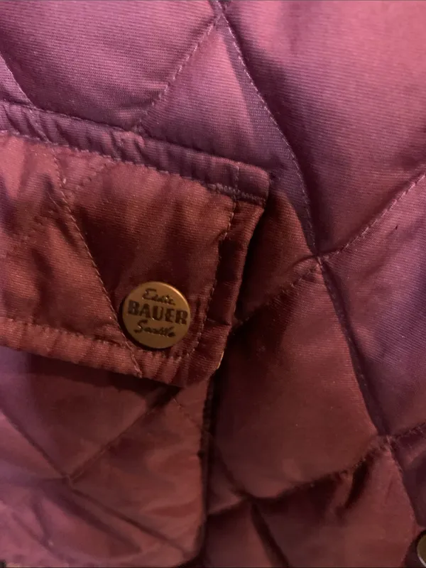 L.L. Bean Down Eggplant Quilted Coat Size M - Image 2