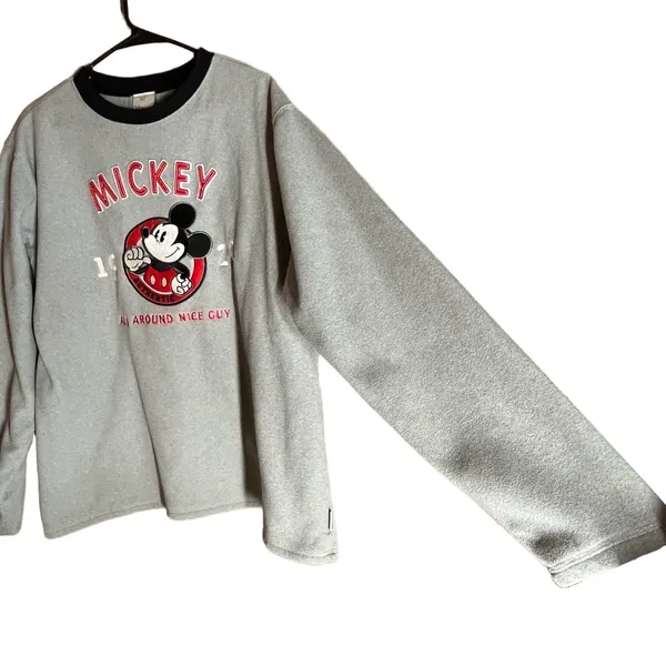 Disney Store Gray Fleece Mickey Mouse‎ to Crew Neck Long Sleeve Sweatshirt Large - Image 4