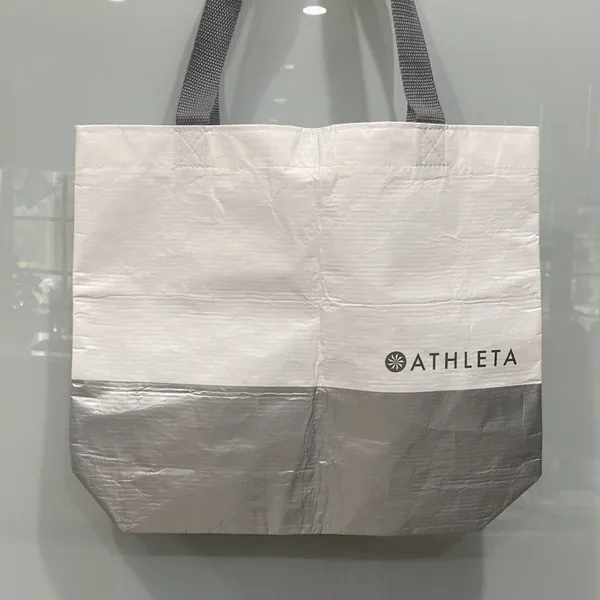 Athleta White Grey Silver Tote Shopping Gift Bag Used - Image 3