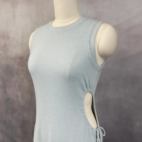 Abercrombie Fitch Ribbed Dress Womens‎ Medium Cut Out Minimal Clean Soft Girl - Image 2