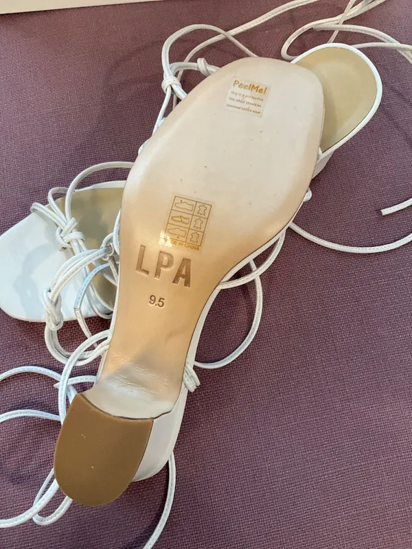 LPA Nicolo Low Heels in White Leather 9.5 New Womens sandals - Image 7