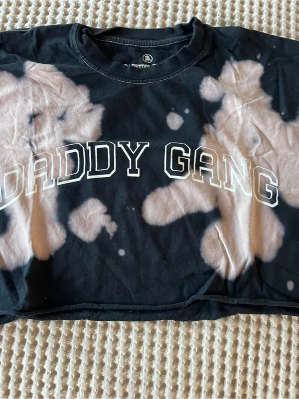 Barstool Daddy Gang Black Bleach-Effect Crop Top - Image 3