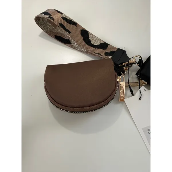 Kensie Multi‎ Pouch Wristlet Black Brown Nylon Purse Leopard Strap Keychain NEW - Image 7