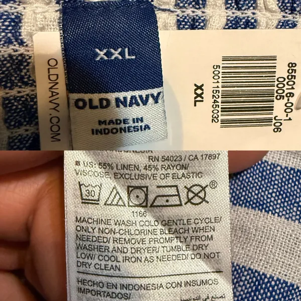NWT Old Navy Womens Dress Blue White Stripe Sleeveless Linen Blend Size XXL - Image 9