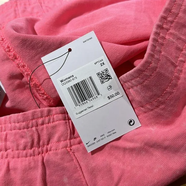 NWT NIKE Sportswear High Rise Wash Short Baby PINK SZ-2X - Image 4