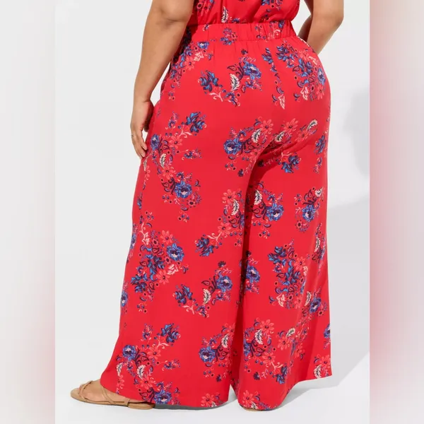 NEW Torrid High-Rise Pull-On Wide-Leg Pant Lollipop Print Size 1 Bohemian Floral - Image 2