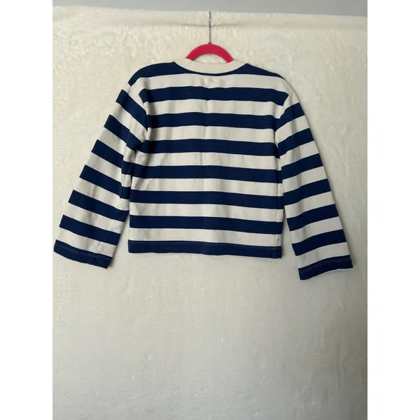 Evereve Womens Navy White Striped Henley Pullover Sweatshirt‎ Size S Small - Image 5