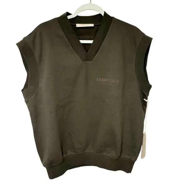 FEAR OF GOD‎ ESSENTIALS Grey PULLOVER V-NECK VEST Women’s Medium NEW - Image 2