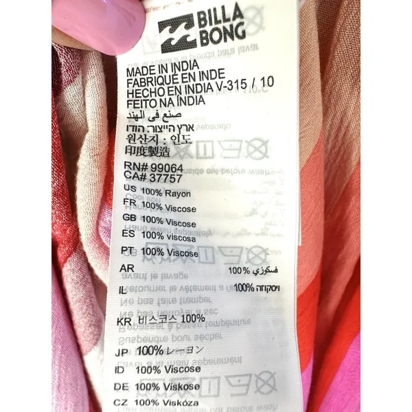 Billabong Wanna Be Around Maxi Dress XS Red Pink High Slit‎ NWT Beach Cover Up - Image 14