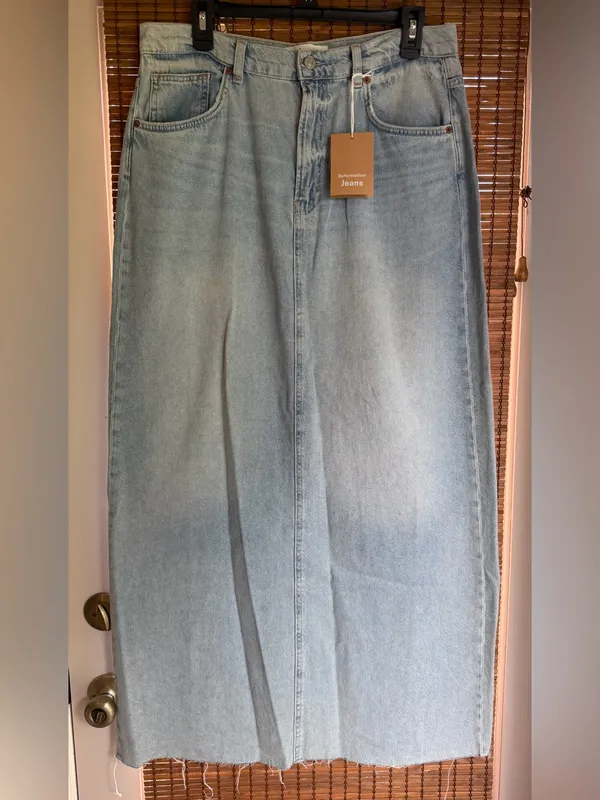 Reformation Kass Maxi Denim Skirt Bowen Size 30 NWT $188 - Image 3