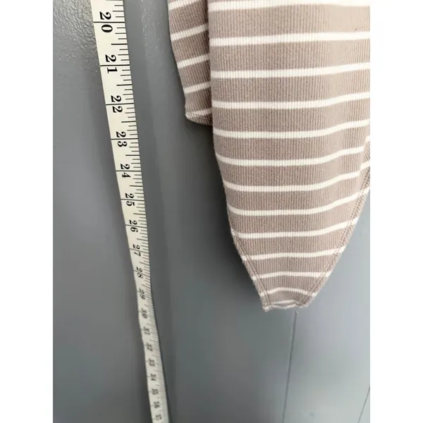 Abercrombie & Fitch Soft A&F Rib Tan Striped Sleeveless High Neck Bodysuit M - Image 3