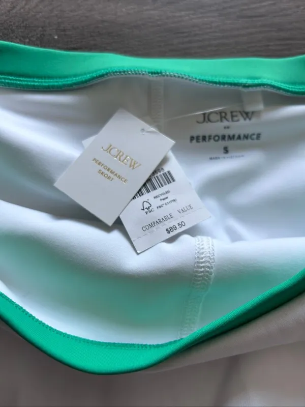 J. Crew Cloudstretch Wrap Tennis Skirt Skort Size s White Green Pickleball BP01 - Image 4