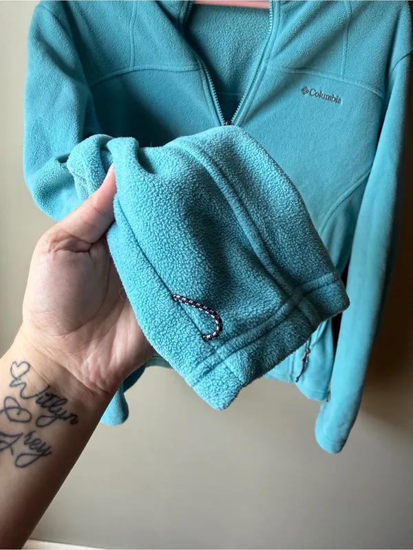Columbia Aqua Blue Full Zip Fleece Jacket Women’s XL Soft Outdoor Cozy - Image 5