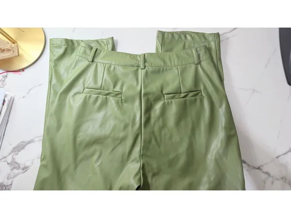 Edgy Size L NWOT Sage Green Faux Leather pants - Image 3