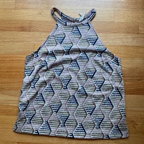 Anthropologie Lindsay Structured Halter‎ Top Size L Multicolor Geometric Trendy - Image 9